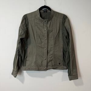 Kuhl Women's Luna Moto Jacket Green Large Snap Stretch Fitted